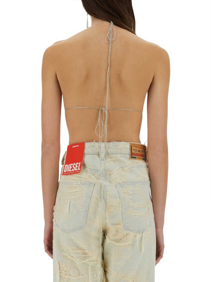 Shop Diesel Jacquard Denim Top In Neutrals