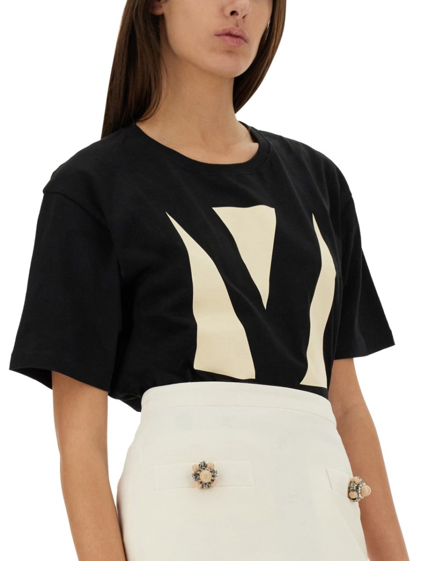 Shop Valentino Black Graphic Print T-shirt