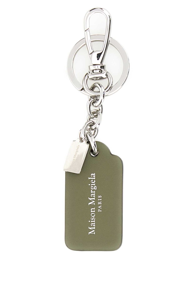 Maison Margiela Portachiavi In Pelle Verde Oliva Donna In Green