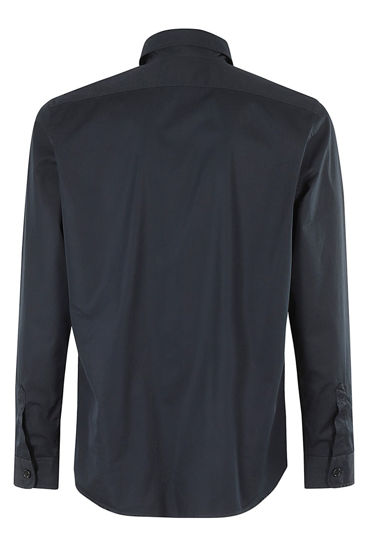 Shop Aspesi Boxy-fit Cotton Shirt With Classic Collar In Blue