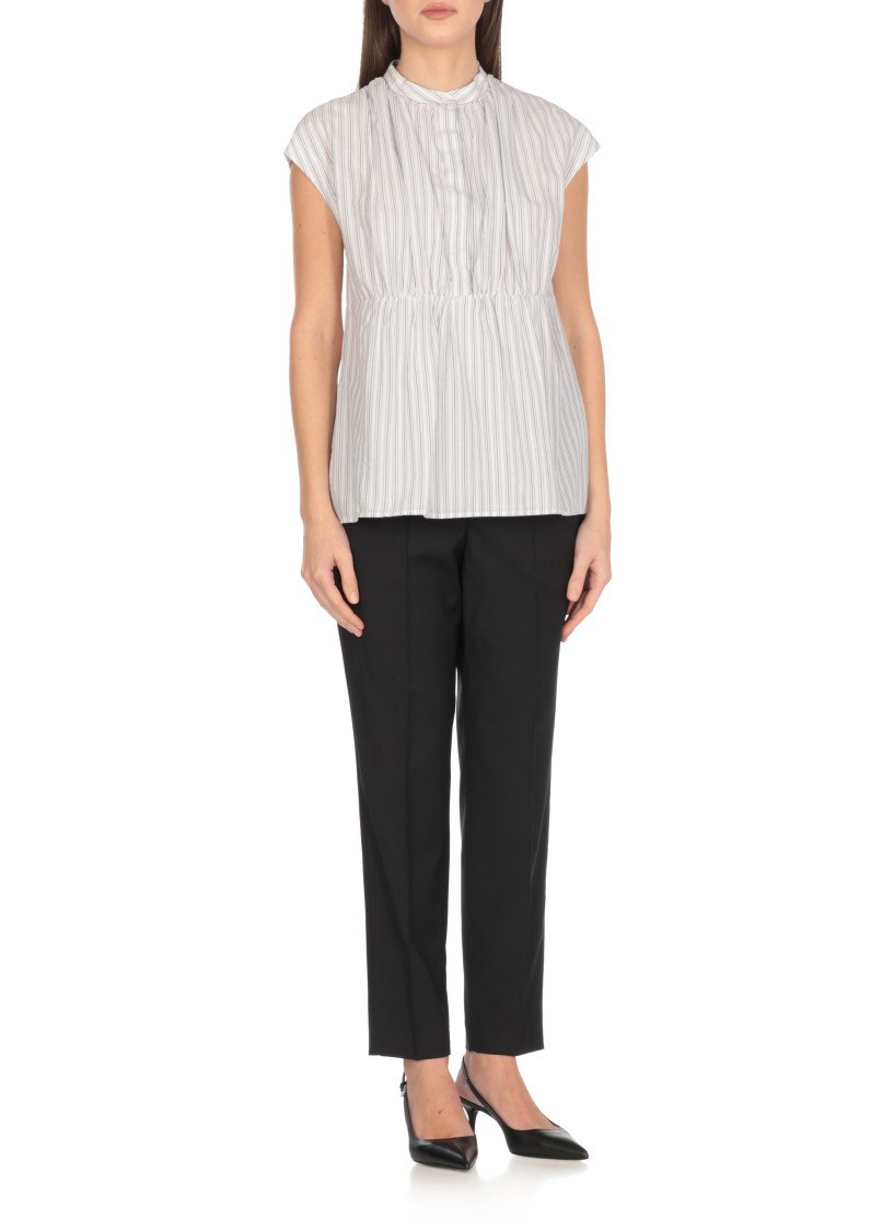 Peserico Striped Sleeveless Shirt In White