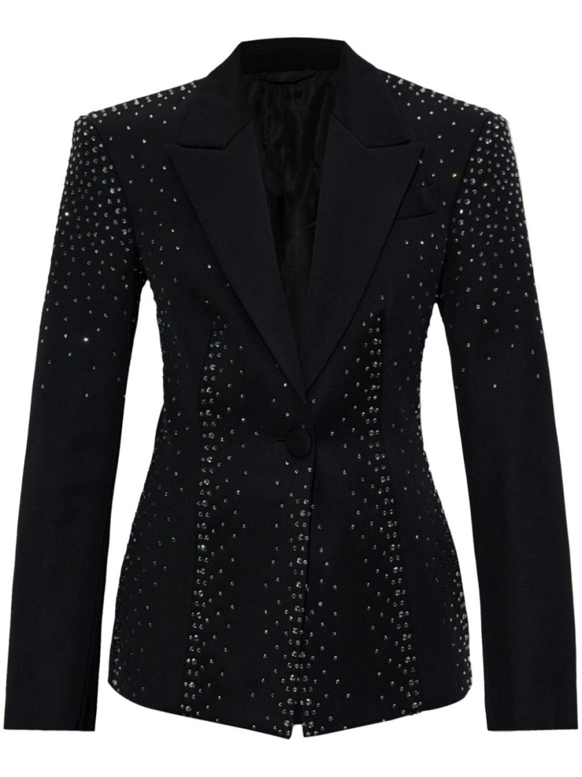 Attico Structured Black Wool Blazer In Black