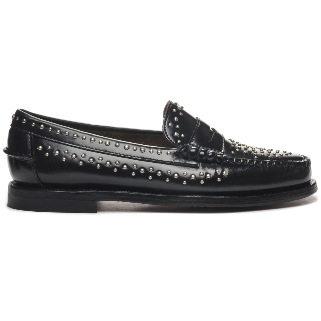 Sebago Moccasin With Hand-sewn Vamp And Rock-inspired Accents In Black