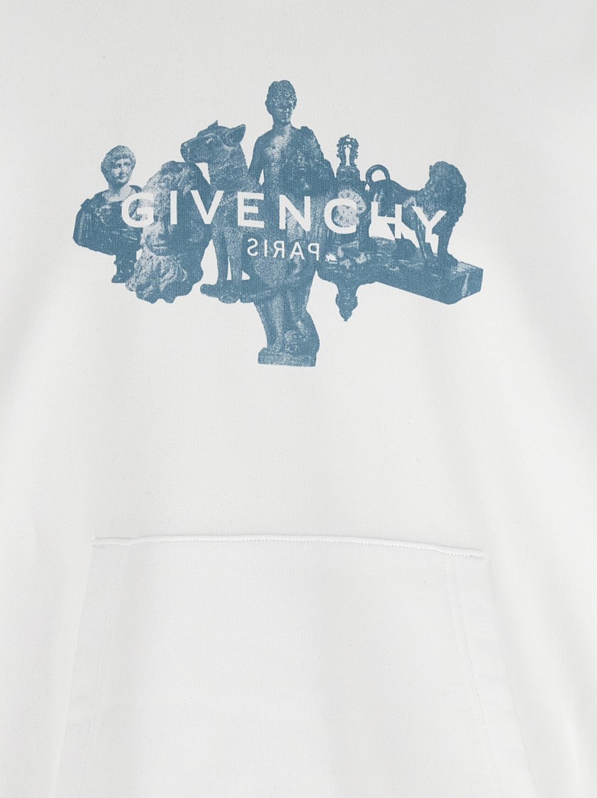 Givenchy Oversized Graphic Print Hoodie With Kangaroo Pocket In White