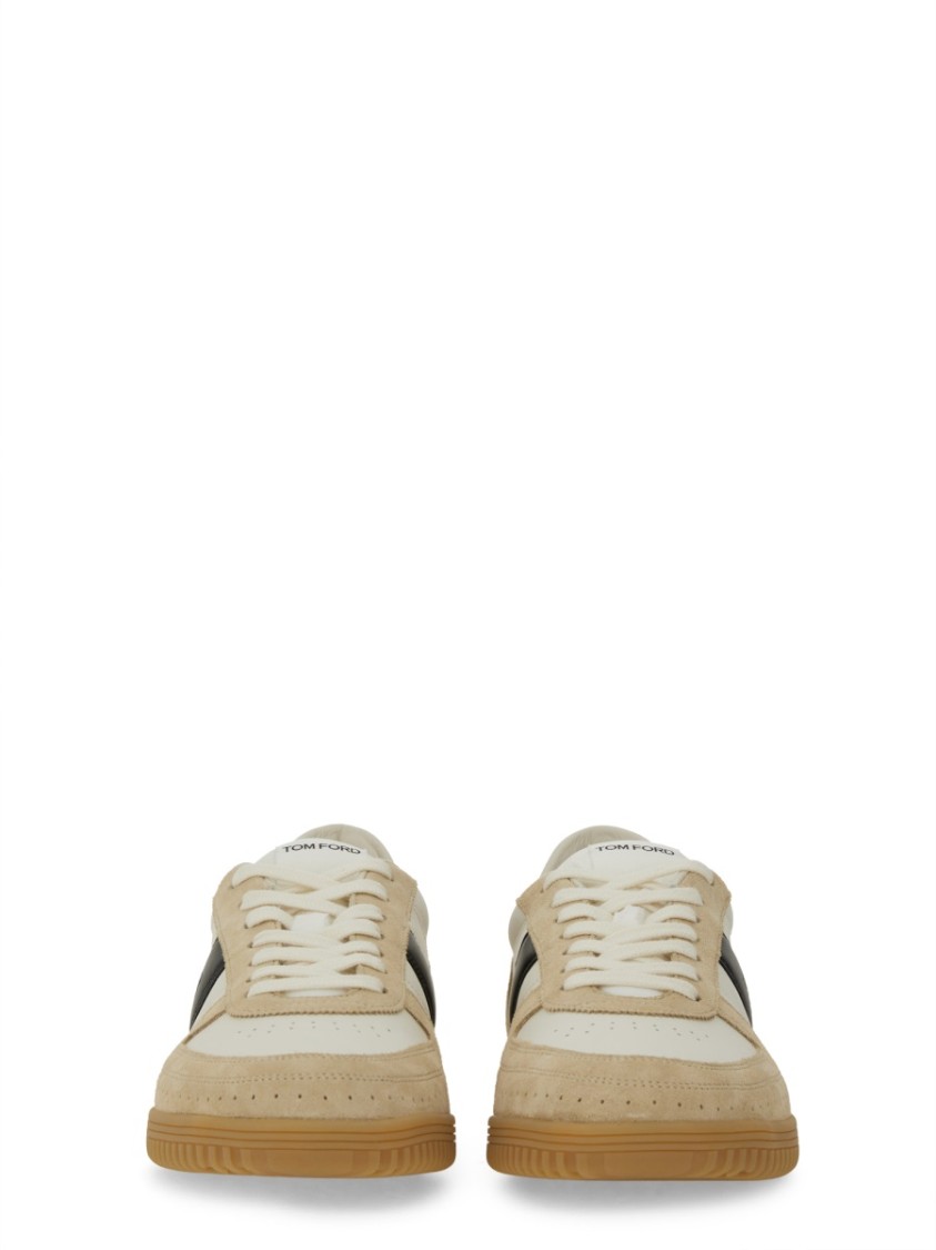 Tom Ford Terence Leather And Suede Sneakers In Brown
