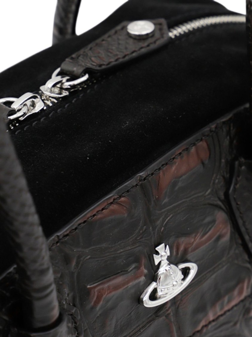 Vivienne Westwood Textured Dual-handle Handbag In Black