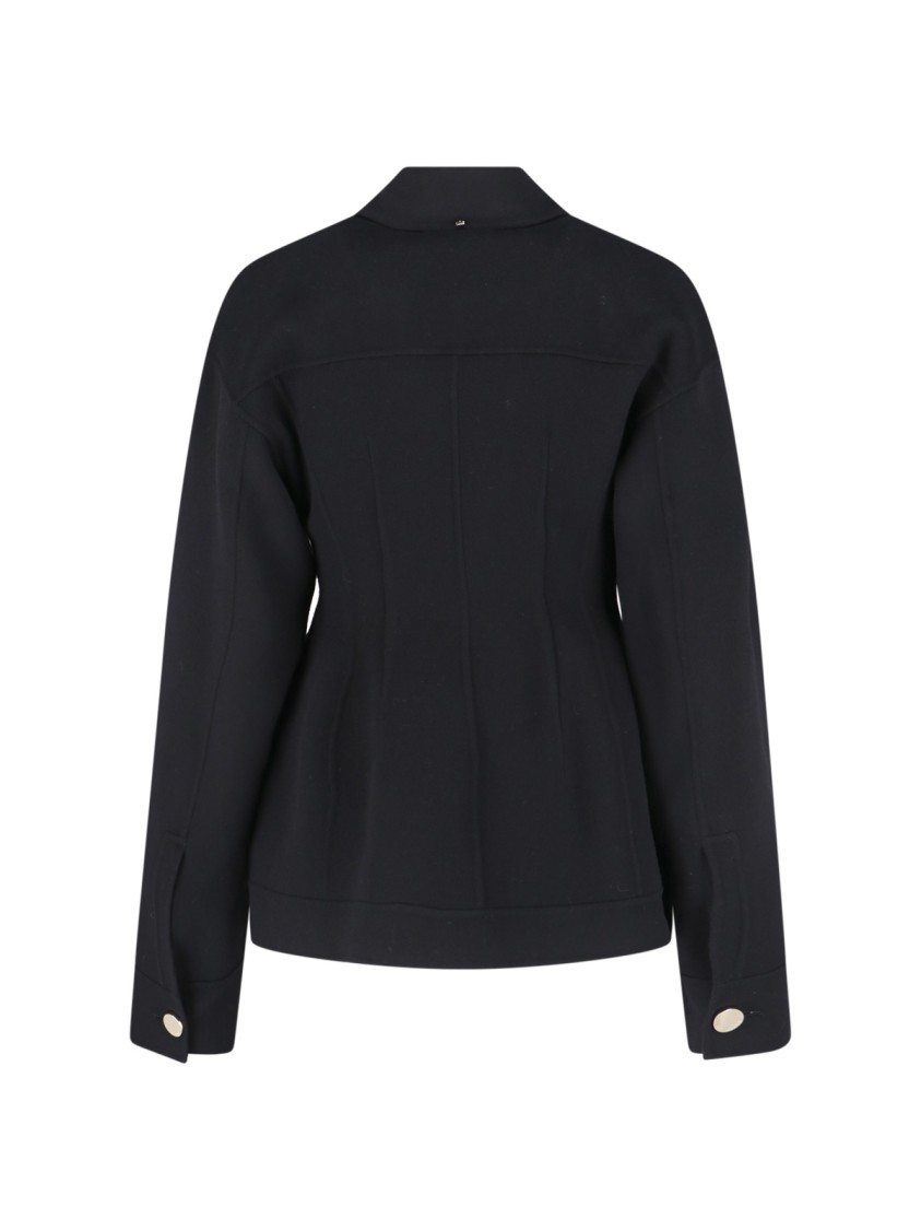 Sportmax Structured Caban Jacket In Virgin Wool In Blue