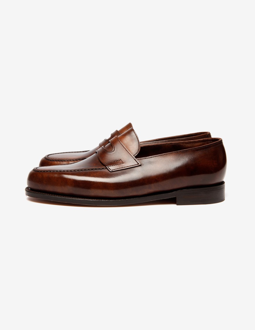 John Lobb Hand-sealed Brown Calf Leather College Loafer In Black