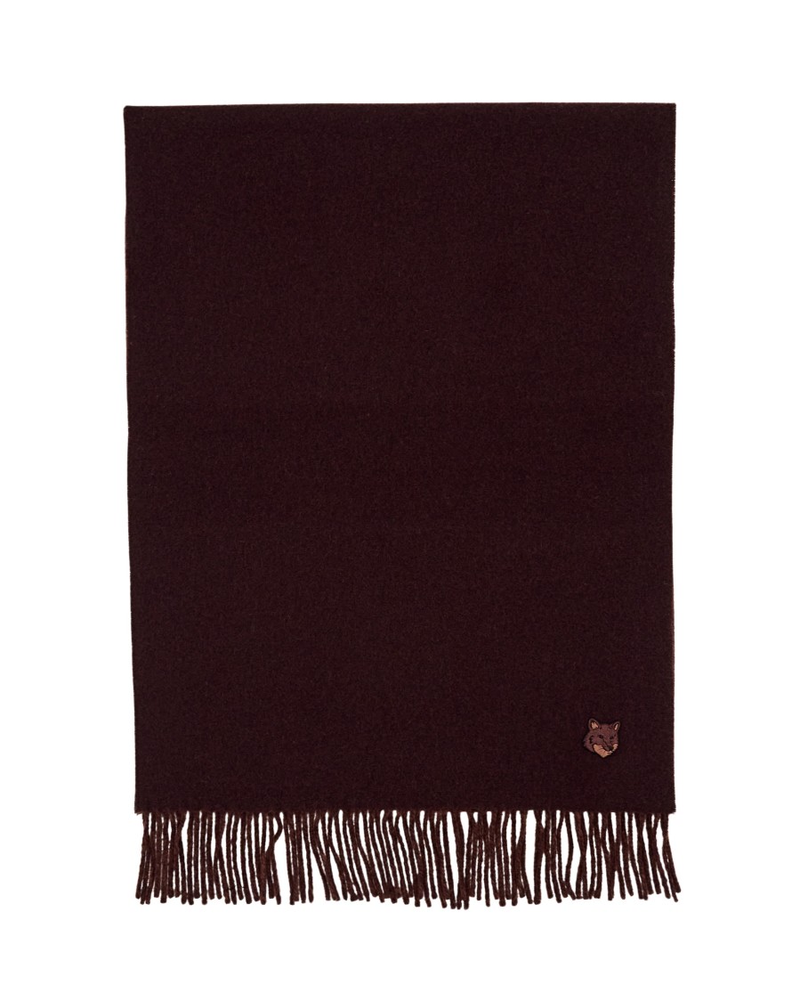 Maison Kitsuné Bold Fox Head Double Face Scarf In Black