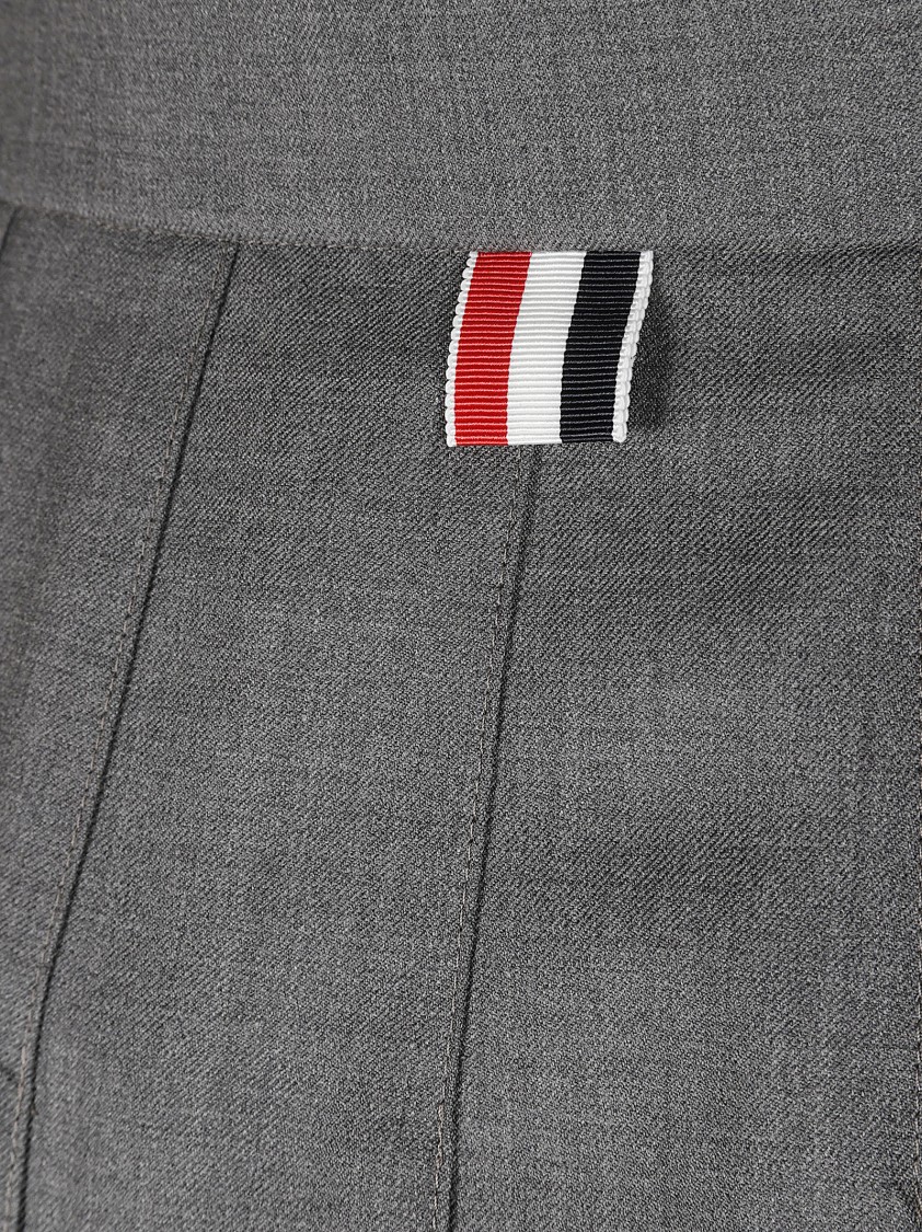Thom Browne Pleated Wool Skirt With Tailored Silhouette In Gray