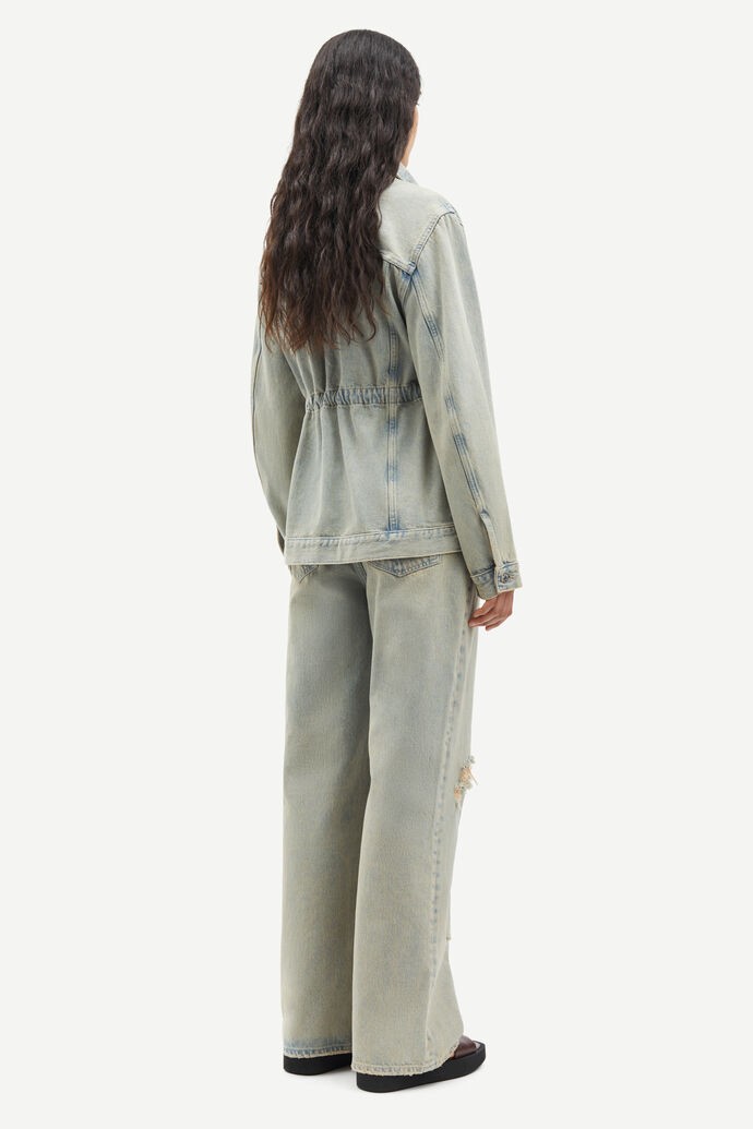 Samsoe & Samsoe Samsoe Samsoe Loose-fit Denim Jacket With Waist Drawstring In Blue