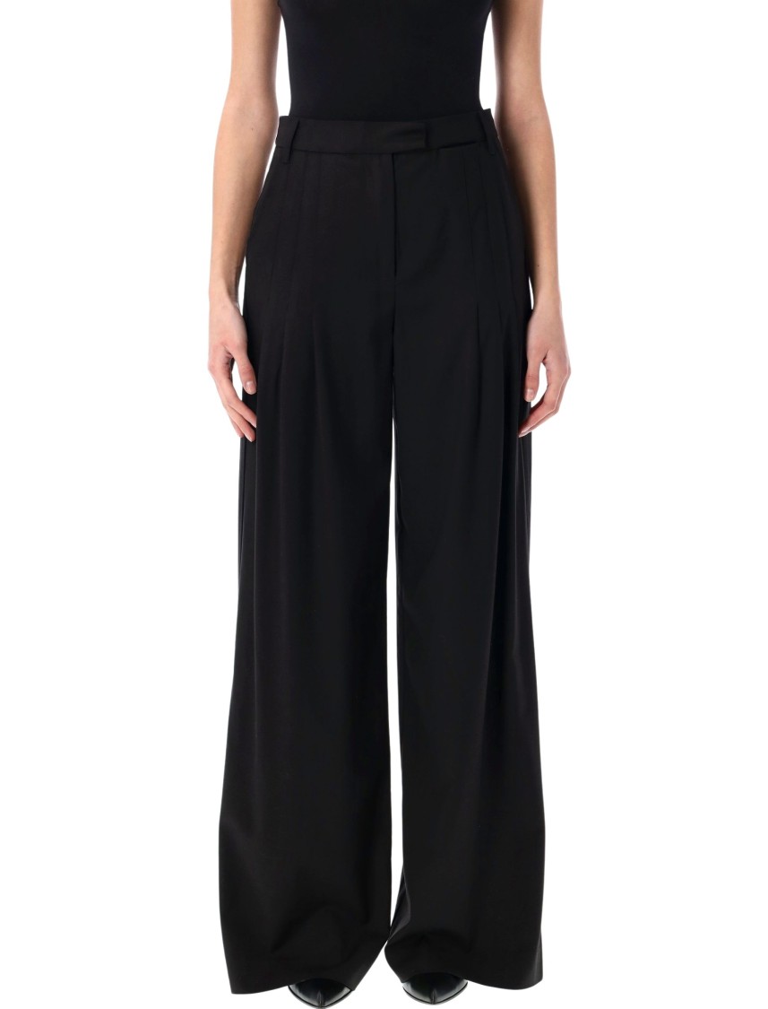 Remain Birger Christensen Wide Leg Pleated Suiting Pant With Back Pockets In Black