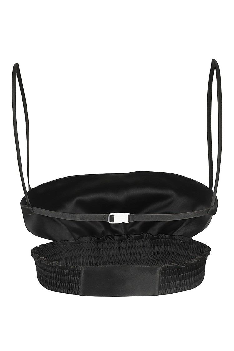 Ssheena Black Satin Sheena Top With Elastic Straps In Black