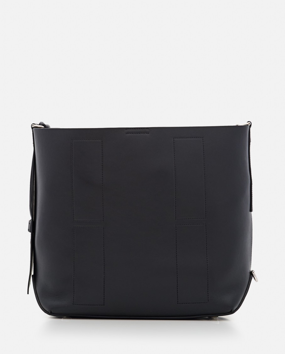 Hogan Medium Leather Shoulder Bag With Adjustable Strap In Black