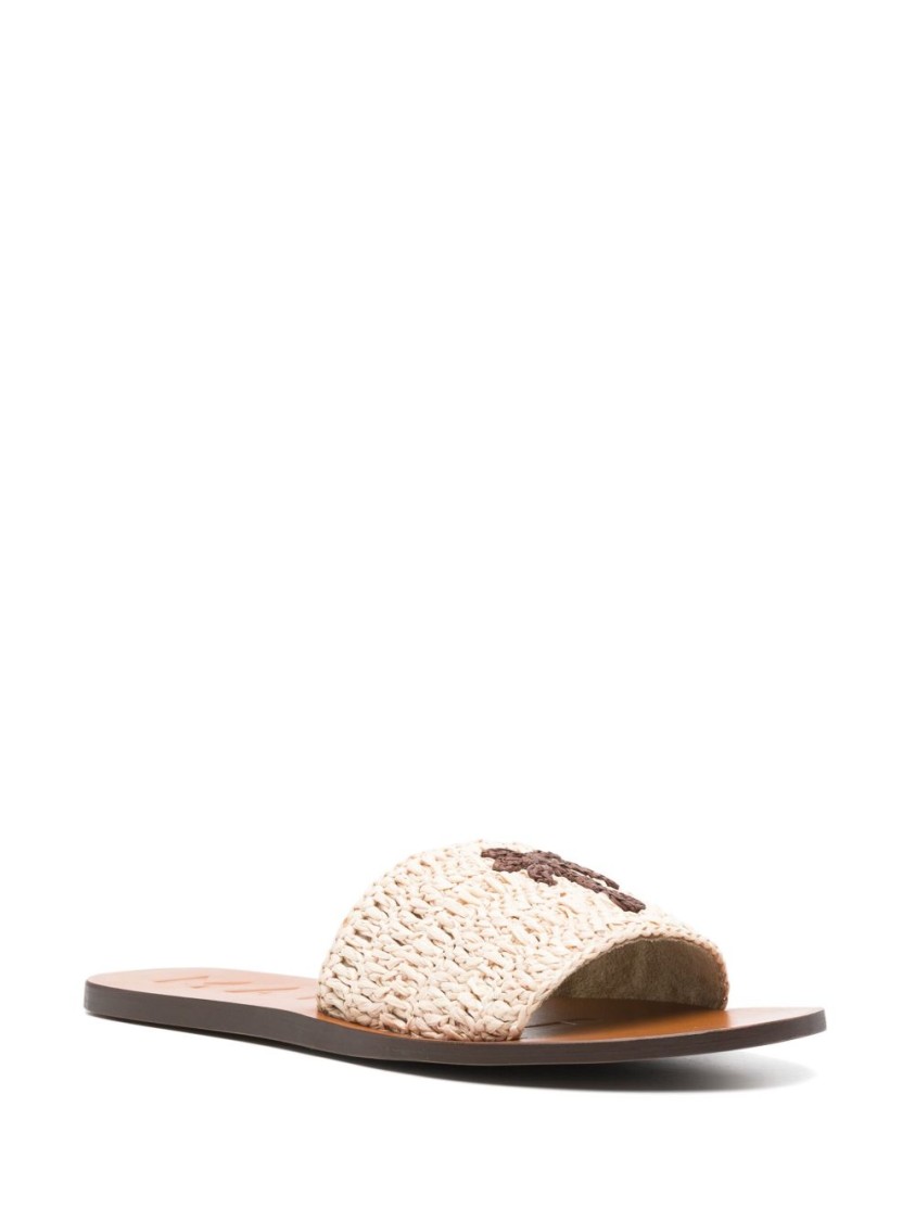Manebi Woven Strap Sandals With Textured Finish In Neutral