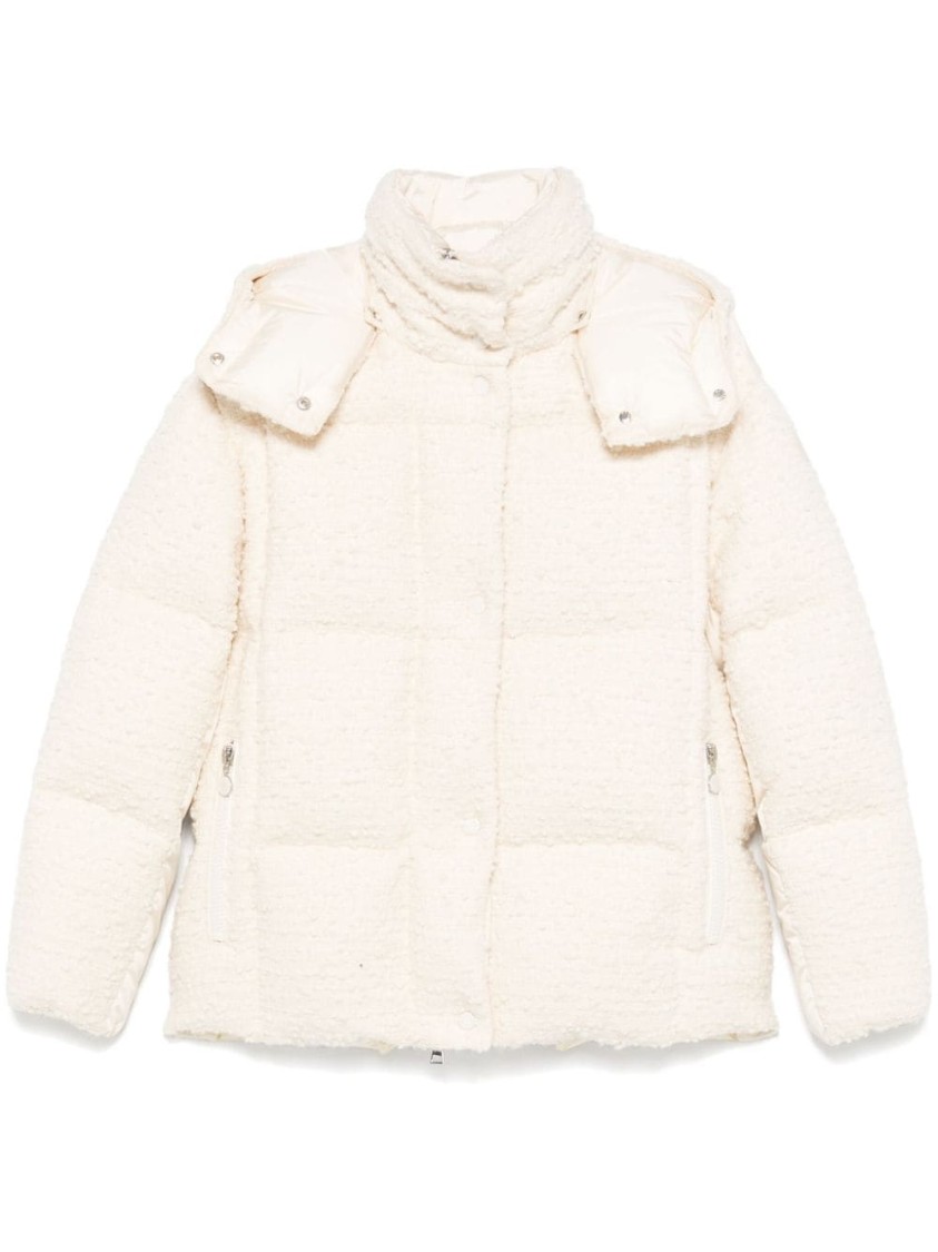 Shop Moncler Beige Parka With High Collar In Neutrals