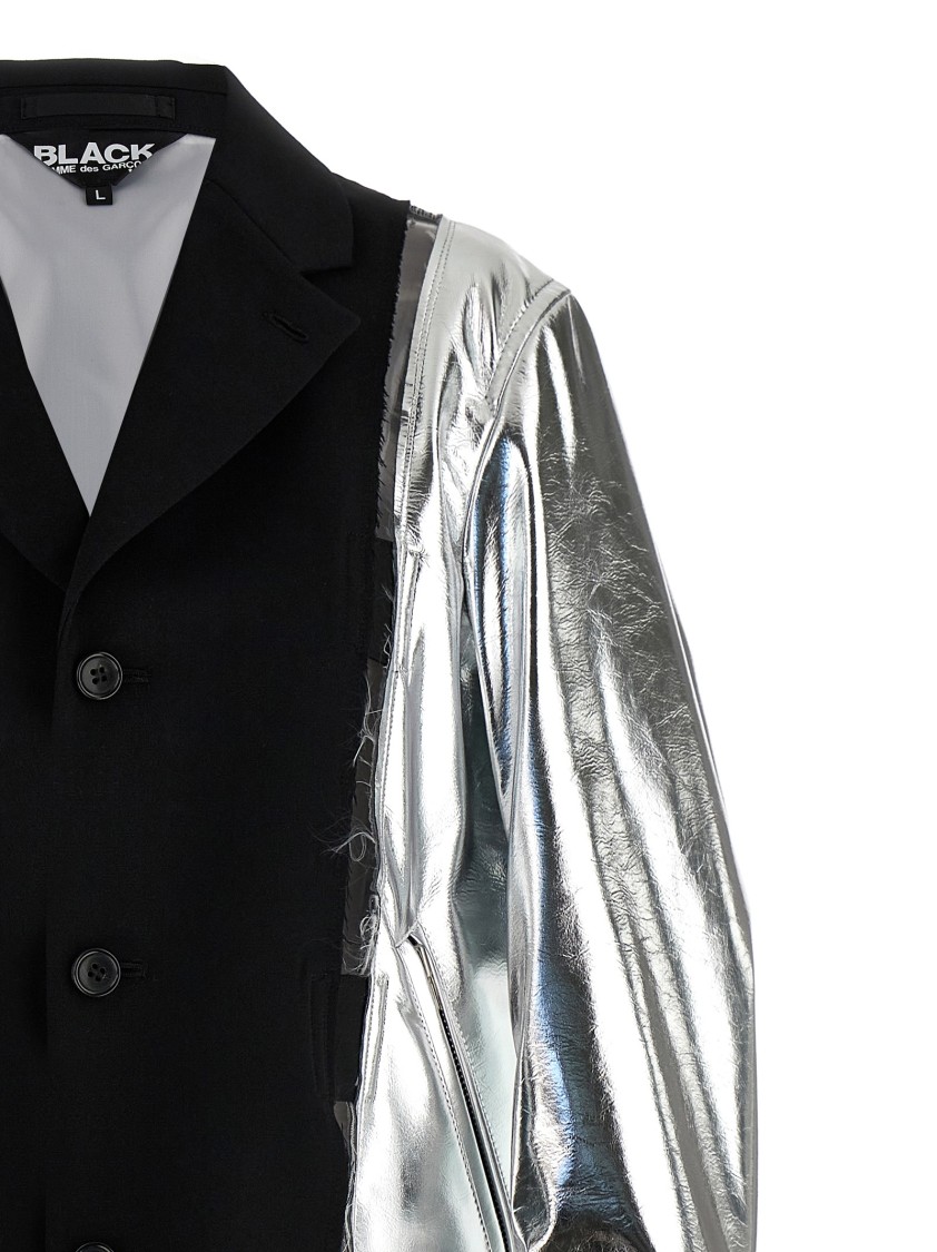 Comme Des Garçons Avant-garde Laminated Jacket With Wool Insert In Silver