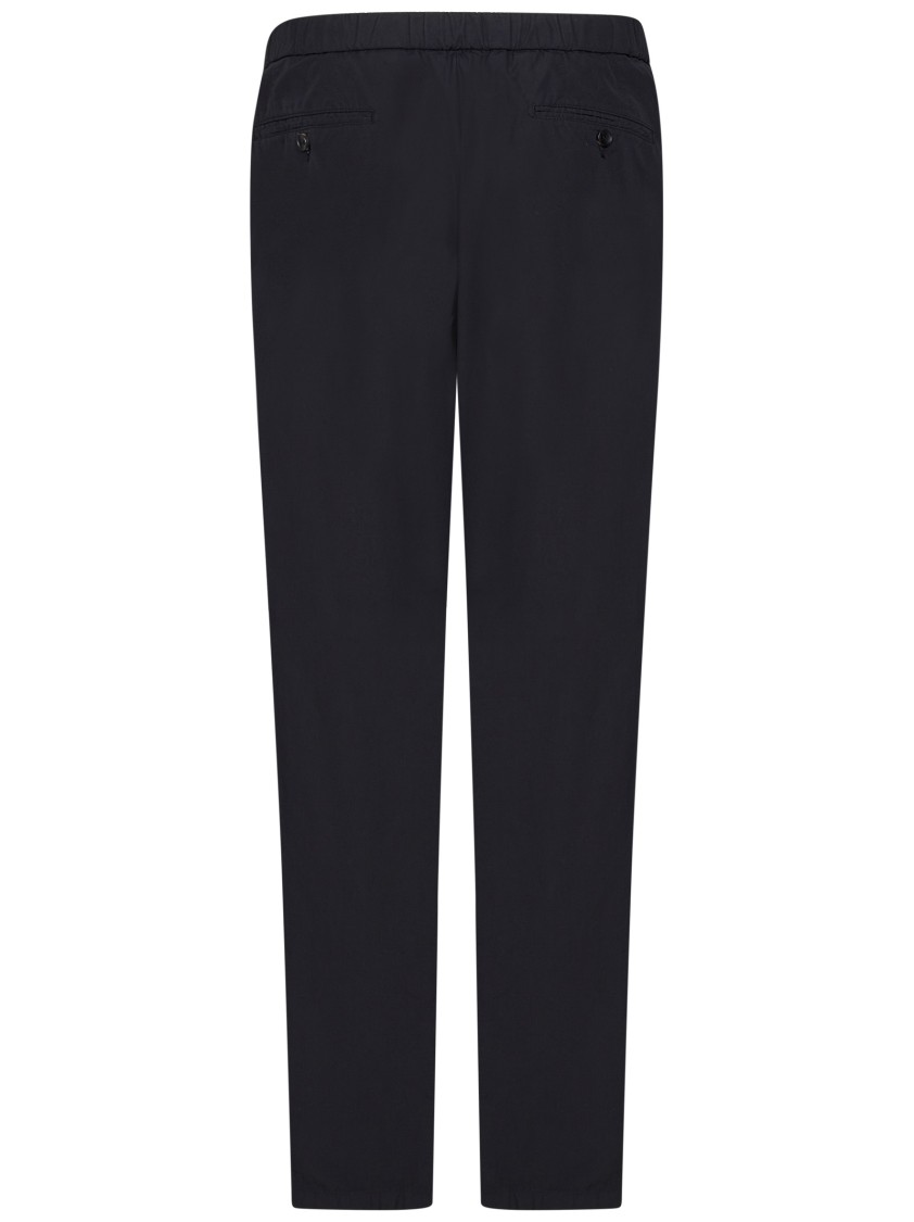 Drumohr Navy Blue Cotton Trousers With Adjustable Drawstring Waist In Black