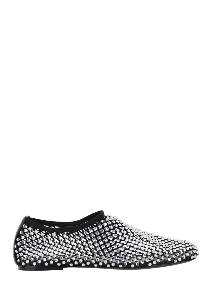 Strategia Silver Colored Ballet Flats With All-over Rhinestone Embellishments In Gray