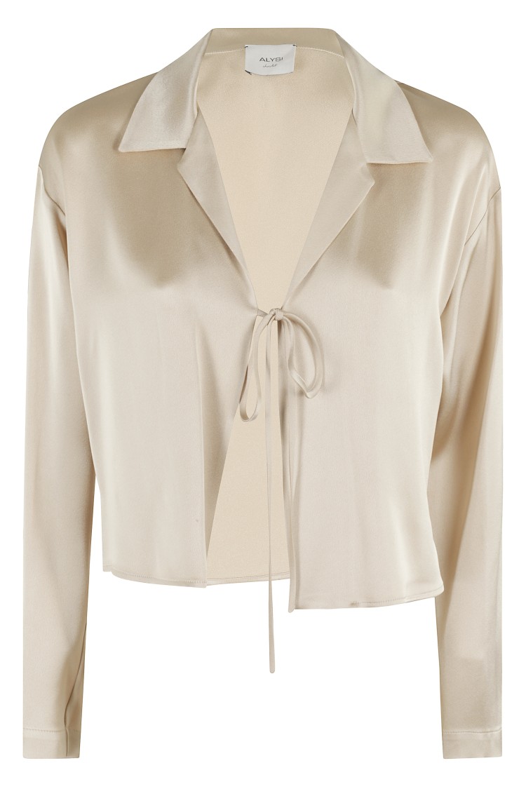ALYSI ALYSI LIQUID SATIN SHIRT WITH LACES