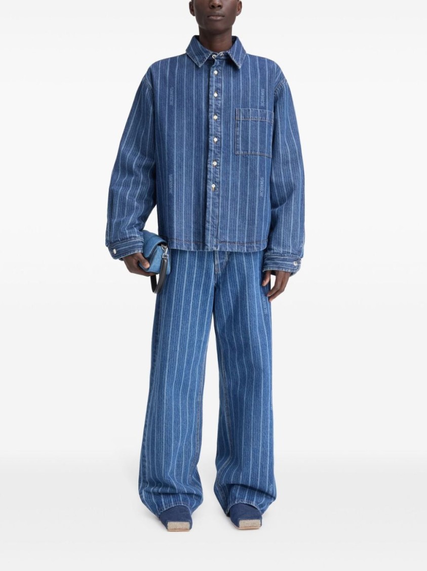Jacquemus La Chemise Boulanger Blue Stripe Cotton Shirt In Blue