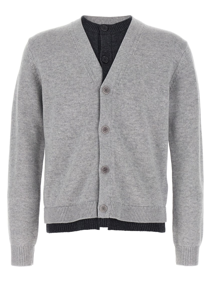Jw Anderson Contrast Layered Cardigan In Gray