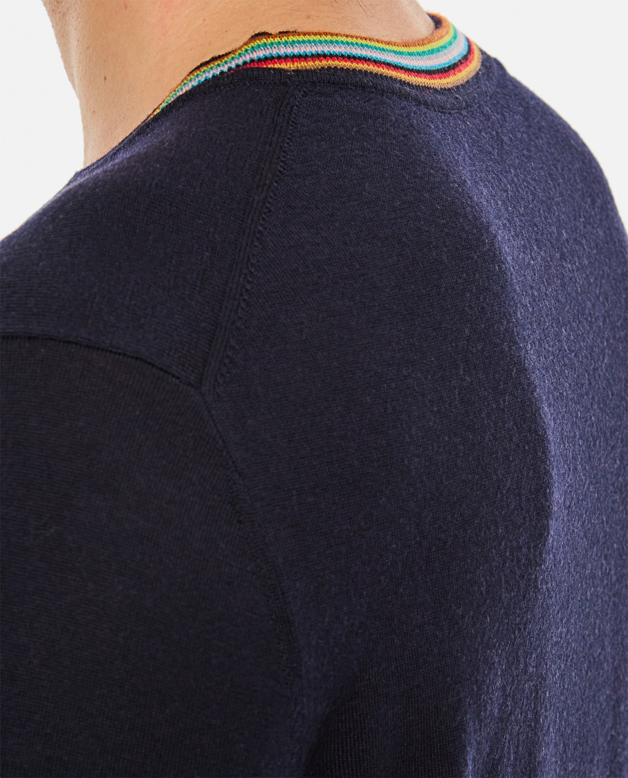 PAUL SMITH PAUL SMITH MULTICOLORED RIBBED TRIM CREW NECK SWEATER