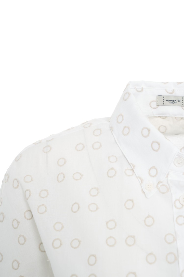 Himon's Himons Intricately Embroidered White Blouse With Rounded Hem In Gray