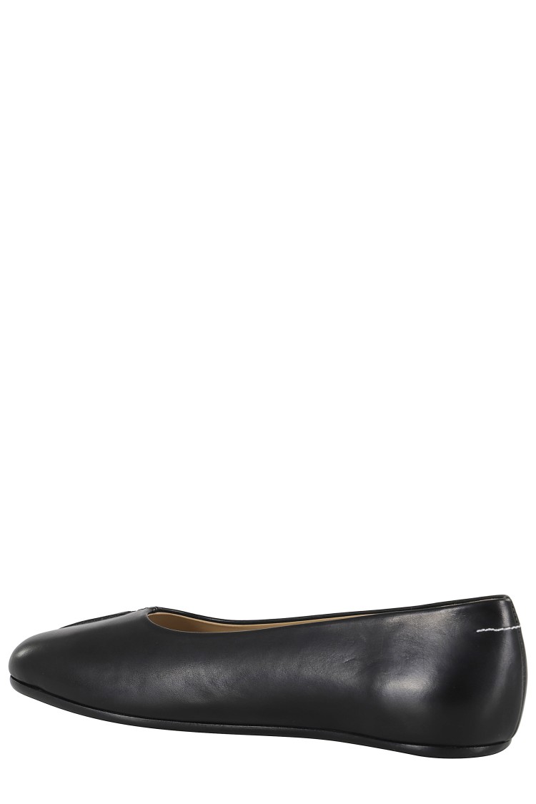 Mm6 Maison Margiela Mm6 By Maison Margiela Square Toe Ballerina Flats With Logo Stitching