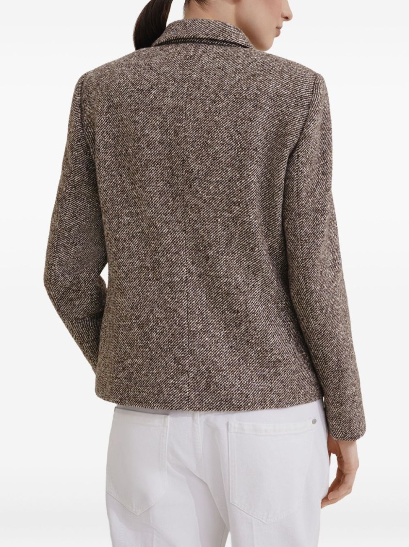 Brunello Cucinelli Wool Double-breasted Jacket With Front Pockets In Gold