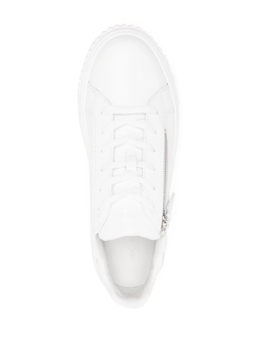 Baldinini Embossed-logo Lace-up Sneakers In White