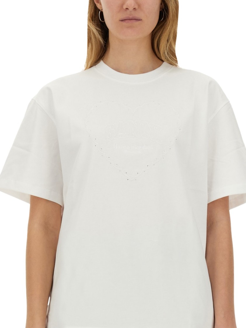 Ganni T-shirt Heart In White