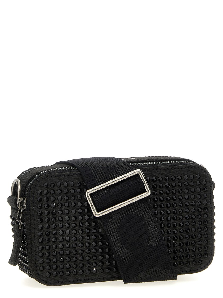 Marc Jacobs 'the Crystal Canvas Snapshot' Crossbody Bag In Black