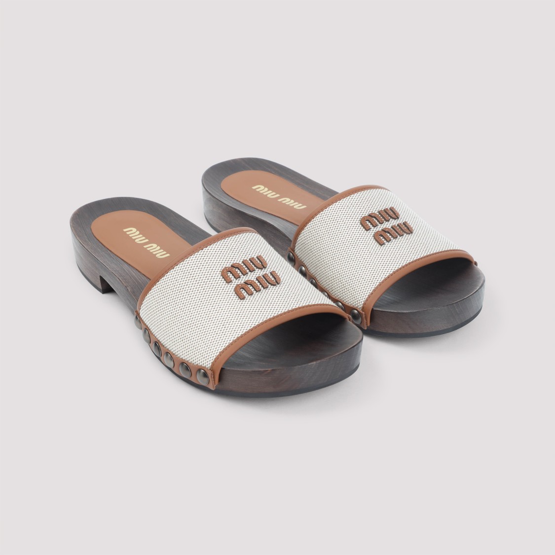 Miu Miu Brown Logo Sandals