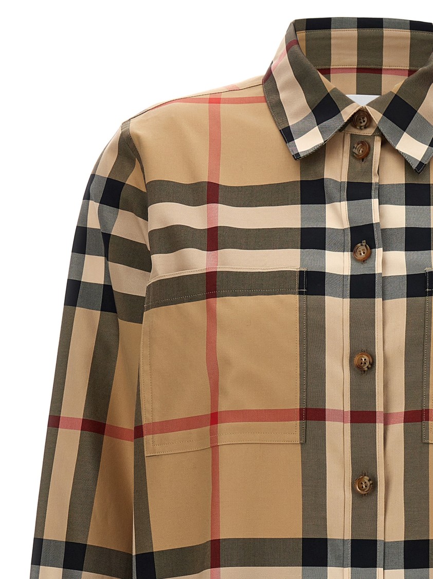 Burberry Nivi Check Cotton Shirt In Brown