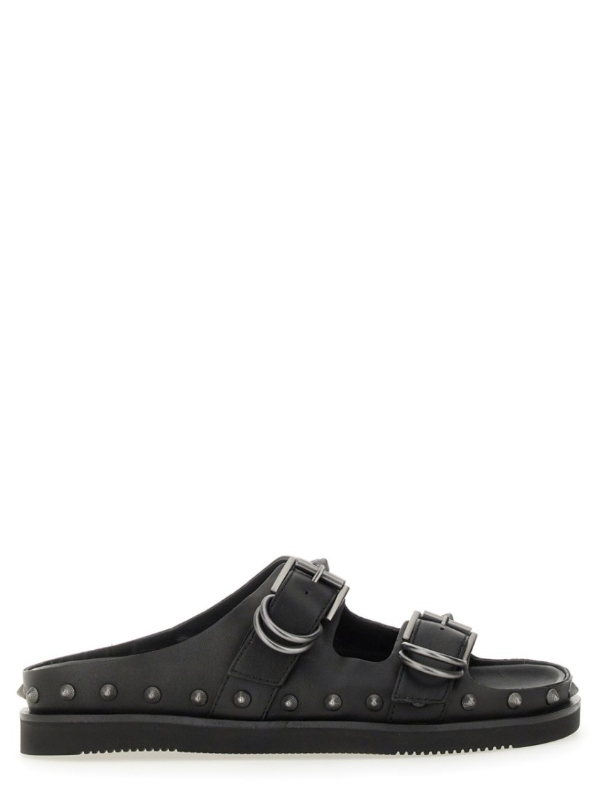 Ash Stud-detail Leather Sandals In Black