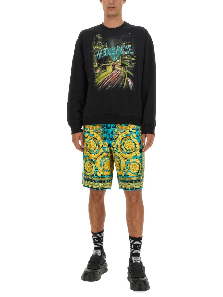Shop Versace Sweatshirt With Logo In Black