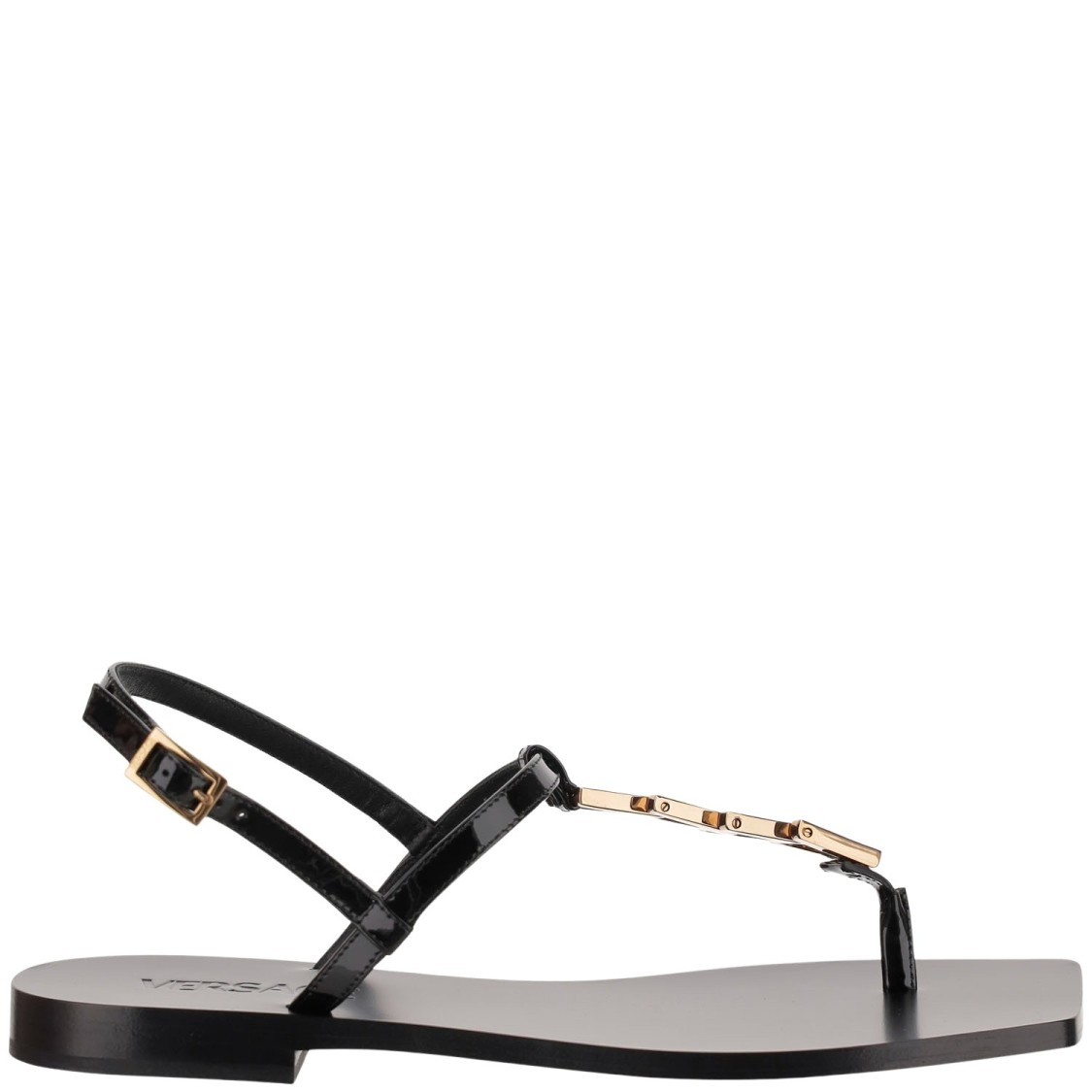 Versace 'medusa '95' Black Low Sandals With Logo Detail In Black