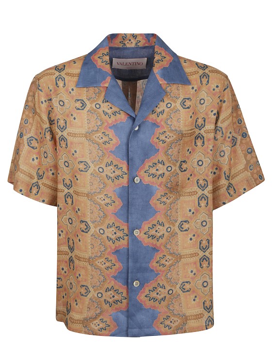 Valentino Voyage Imaginaire Printed Linen Bowling Shirt