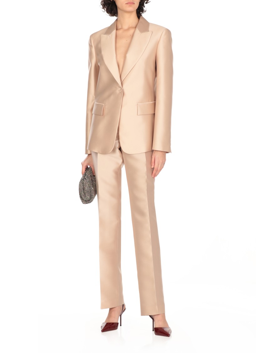 ALBERTA FERRETTI ALBERTA FERRETTI IVORY SILK BLEND BLAZER