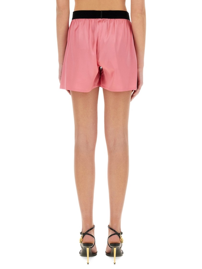 Shop Tom Ford Shorts In Satin In Pink