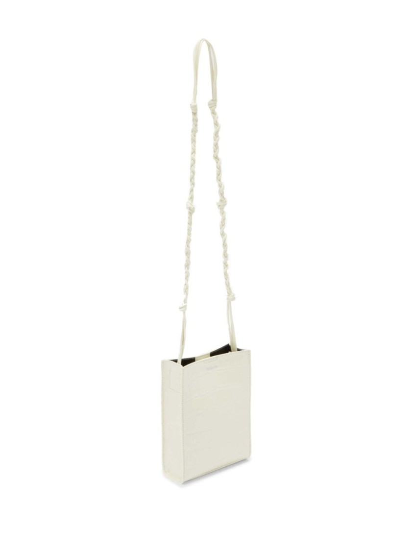 Jil Sander White Embossed Crocodile Effect Shoulder Bag