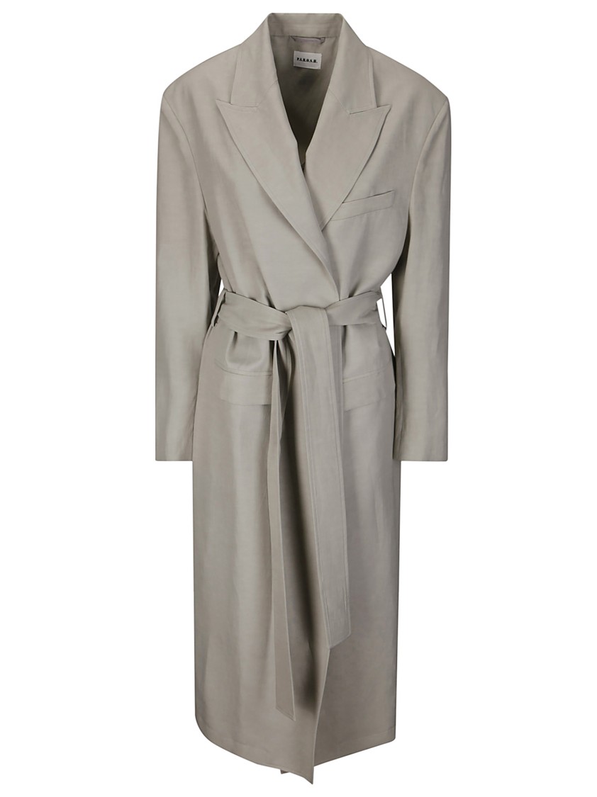 P.a.r.o.s.h . Structured Peak Lapel Trench Coat In Gray