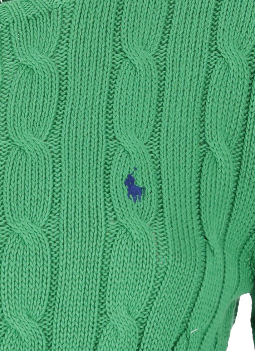 Polo Ralph Lauren Green Crewneck Polo With Woven Pattern In Green