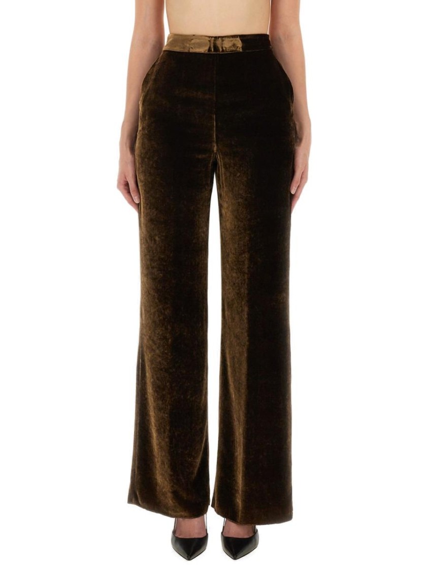 Etro Straight-fit Velvet Trousers With High Waist In Black