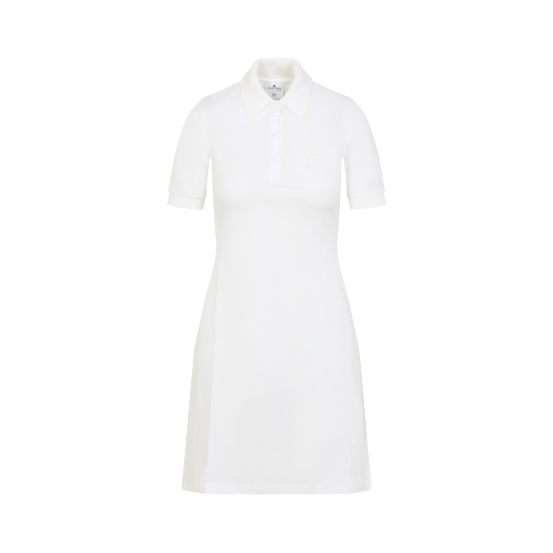 COURRÈGES COURRÈGES A-LINE WHITE COTTON DRESS WITH POLO COLLAR