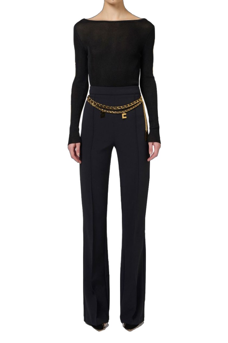 ELISABETTA FRANCHI ELISABETTA FRANCHI BLACK TROUSERS WITH FLARED LEG