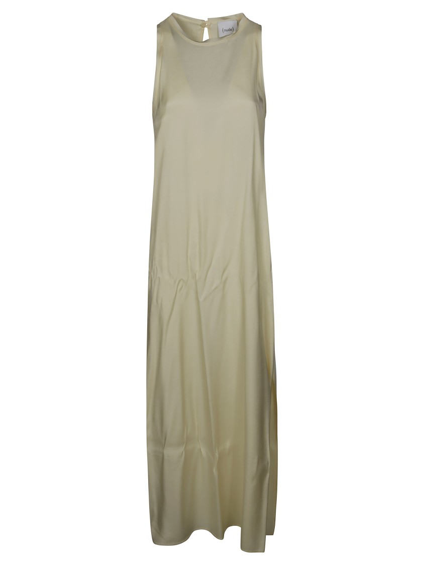 Nude Sleeveless Maxi Dress With Keyhole Back In Gray