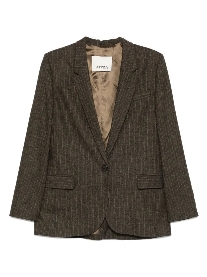 Isabel Marant Pinstripe Single-breasted Blazer In Black