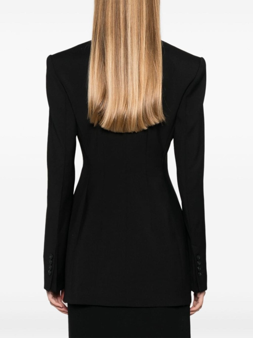 Shop Sportmax Double-breasted Virgin Wool Jacket With Tailored Fit And Silhouette In Black